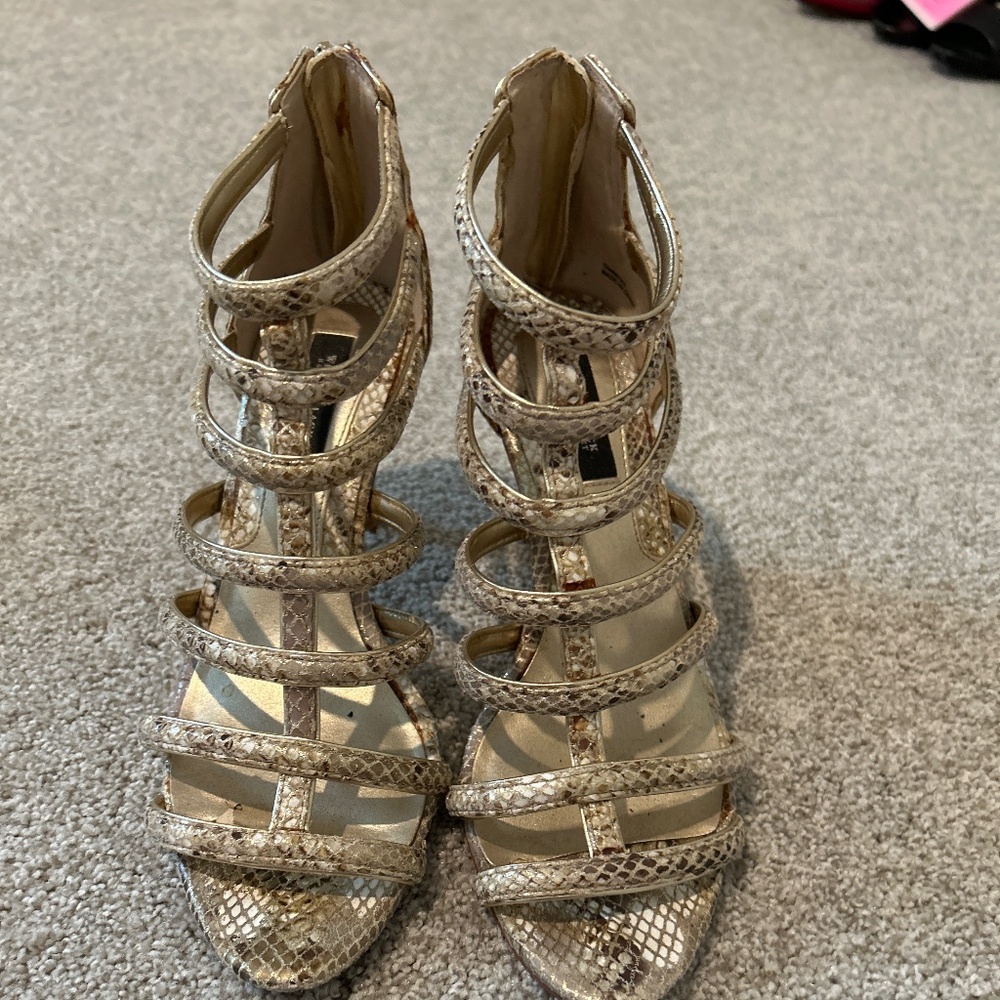 White House black market snakeskin high heels